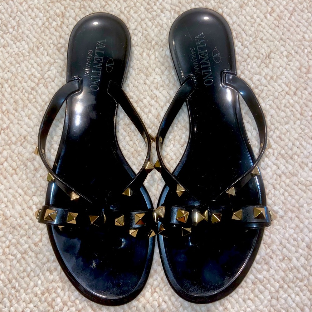 Valentino Studded Sandals black&gold